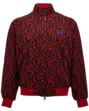 Baracuta 'jacquard Needles' Bomber Jacket - Red