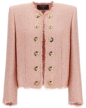 Balmain Sequin Tweed Blazer - Pink