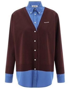 Miu Miu Poplin And Cashmere Shirt - Purple