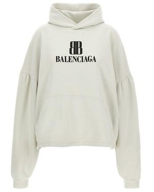 Balenciaga Cropped Logo Hoodie - White