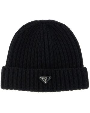 Prada Triangle Logo Beanie - Black