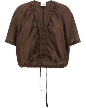 Nude Cropped Blouse - Brown