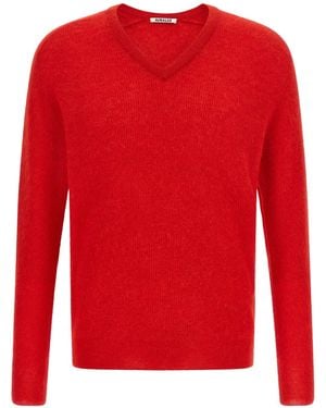 AURALEE Baby Suri Alpaca Sheer Knit Jumper - Red