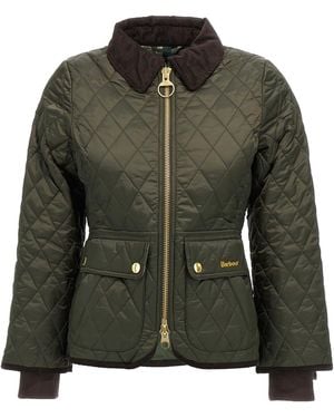 Barbour Quilted Jacket With Corduroy Collar - Green