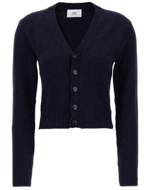 Ami Paris Cardigan 'Ami De Coeur' - Blu
