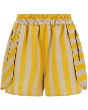 Fendi Pequin Striped Shorts - Yellow