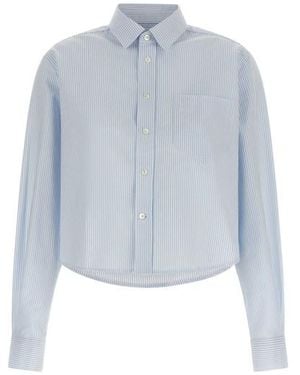 Ami Paris Camicia Crop 'Ami De Coeur' - Blu
