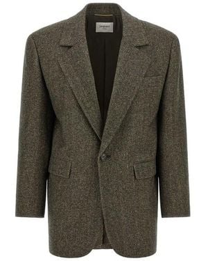 Saint Laurent Blazer Spina Di Pesce - Verde