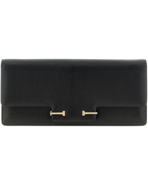 Tom Ford Shoulder Bag With Signature T Clasp - Black