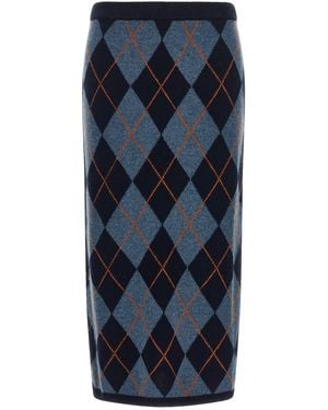Twinset Argyle Knit Skirt - Blue