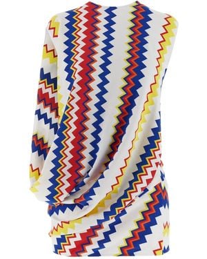 Missoni Peplum Top With Vibrant Zigzag Pattern - Blue