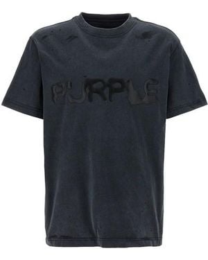Purple 'liquid Wordmark' T-shirt - Black