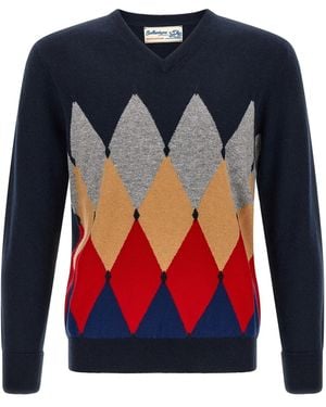 Ballantyne Pullover Mit Intarsienmuster 'Classic Diamond' - Blau