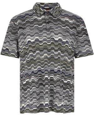 Missoni Irregular Zigzag Polo Shirt - Grey