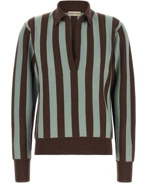 Alberto Biani Striped Knit Polo - Black