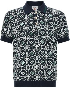 CASABLANCA 'monogram' Polo Shirt - Black