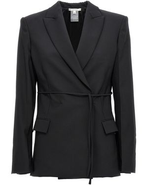 Nensi Dojaka Double Breast Drawstring Blazer Jacket - Black