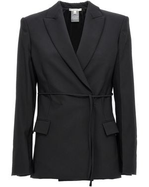 Nensi Dojaka Double Breast Drawstring Blazer Jacket - Black