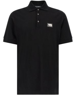 Dolce & Gabbana Logo Plate Polo Shirt - Black