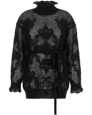 Twinset Pullover Aus Jacquardgarn - Schwarz