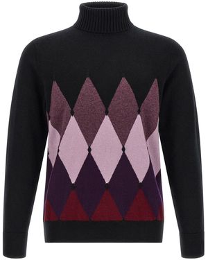 Ballantyne Rollkragenpullover Mit 'Classic Diamond' Intarsie - Schwarz
