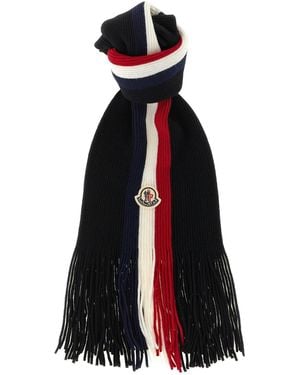 Moncler Dreifarbiger Wollschal - Schwarz