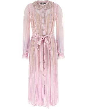 Self-Portrait Pleated Georgette Midi' Dresses - Pink