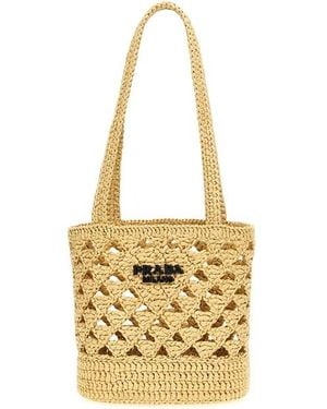 Prada Crochet Logo Handbag Borse A Mano-Donna - Metallizzato