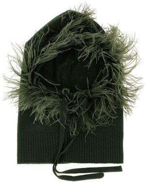 P.A.R.O.S.H. Balaclava With Feathers - Green