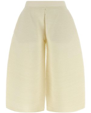 Issey Miyake 'corrugated Knit' Trousers - Natural