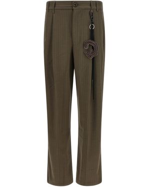 Song For The Mute Pinstripe Trousers - Green