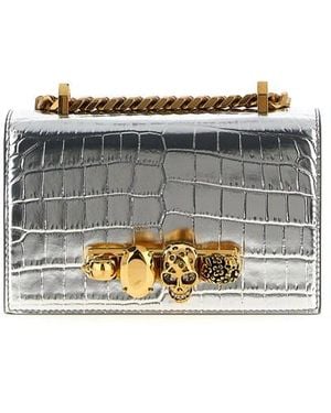 McQueen 'jewelled Satchel' Mini Crossbody Bag - Gray
