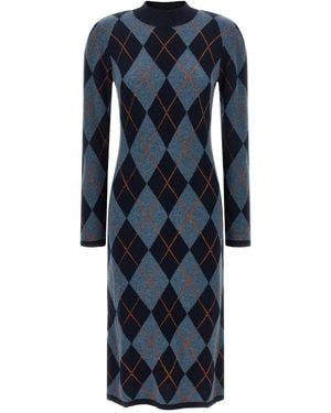 Twinset Argyle Jacquard Knit Dress - Blue