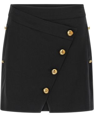 Elisabetta Franchi Jewel Button Skirt - Black