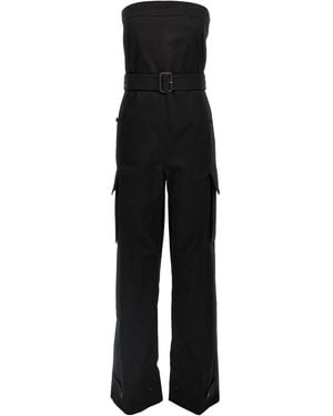Saint Laurent Bustier Jumpsuit With Detachable Belt - Black