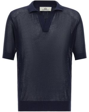 Rivvia Projects Openwork Cotton Polo Shirt - Blue