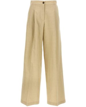 Yves Salomon High-Waisted Linen Blend Trousers - Natural