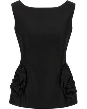 Magda Butrym Hourglass Top With 3D Floral Details - Black