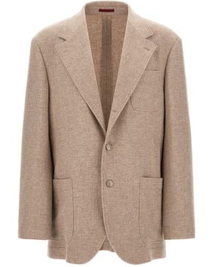 Brunello Cucinelli Cashmere Panama Blazer - Natural