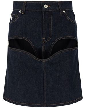 Jean Paul Gaultier 'denim Mini Skirt With Cuts And Turn Up' Skirt - Blue
