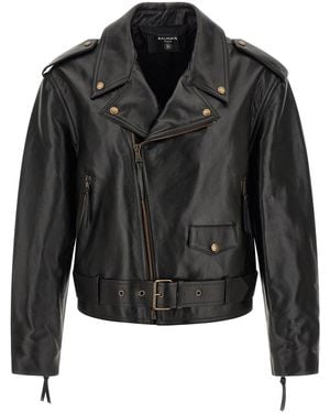 Balmain Biker Jacket Vintage Metal Hardware - Black