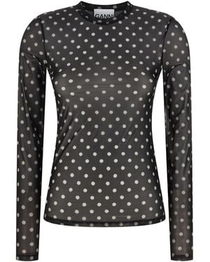 Ganni Pullover "Printed Sheer" - Schwarz