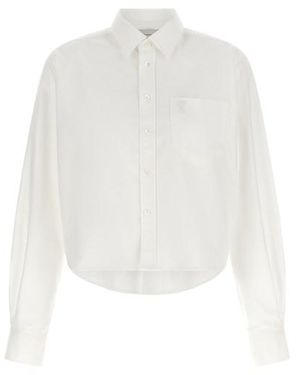 Ami Paris Camicia Crop 'Ami De Coeur' - Bianco