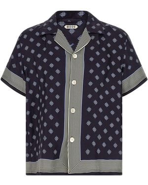 Bode Camp Collar Silk Shirt - Blue