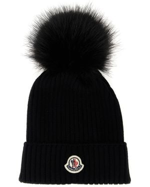 Moncler Beanie Mit Pom-Pom - Schwarz