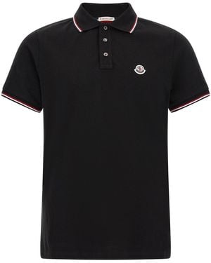 Moncler Tricolour Trim Polo Shirt - Black