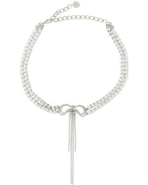 Self-Portrait 'double Crystal Bow' Necklace - White