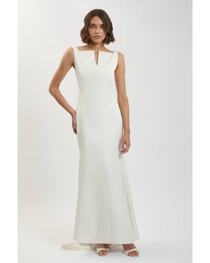 Karen Millen Tailored Satin Clean Maxi Dress - White