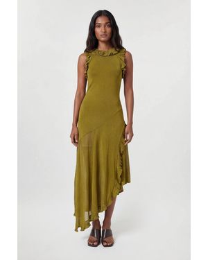 Karen Millen Ruffle Trim Knitted Maxi Dress - Green