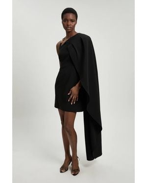 Karen Millen Compact Viscose Asymmetric Detail Mini Dress - Black